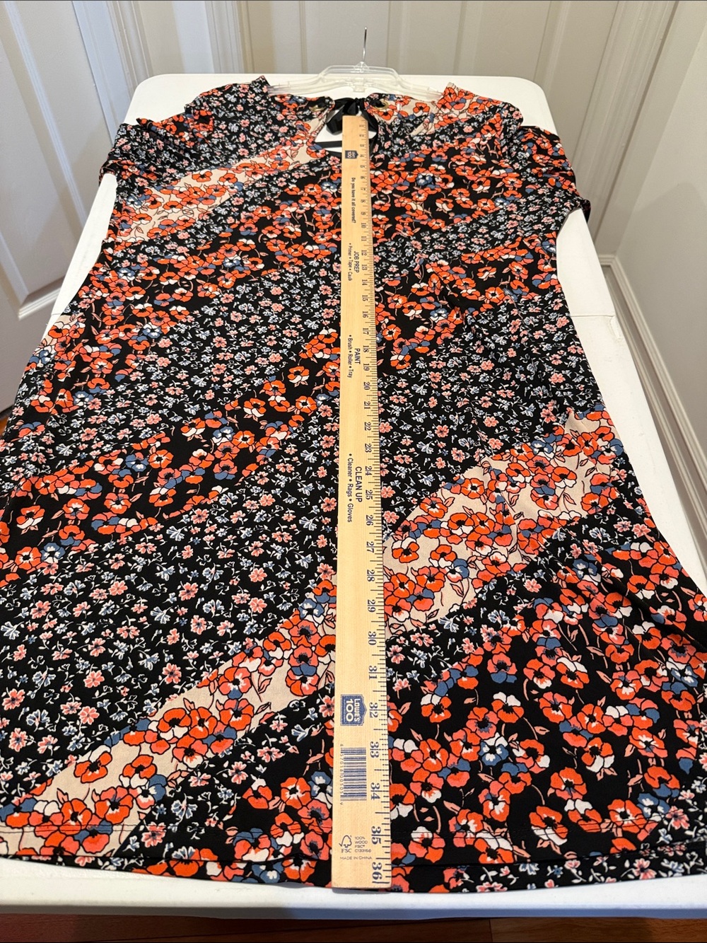 Black Floral Bell-Sleeve TieBack Mini Autumn Boho Gypsy Dark Romance Dress XL - Picture 7 of 10